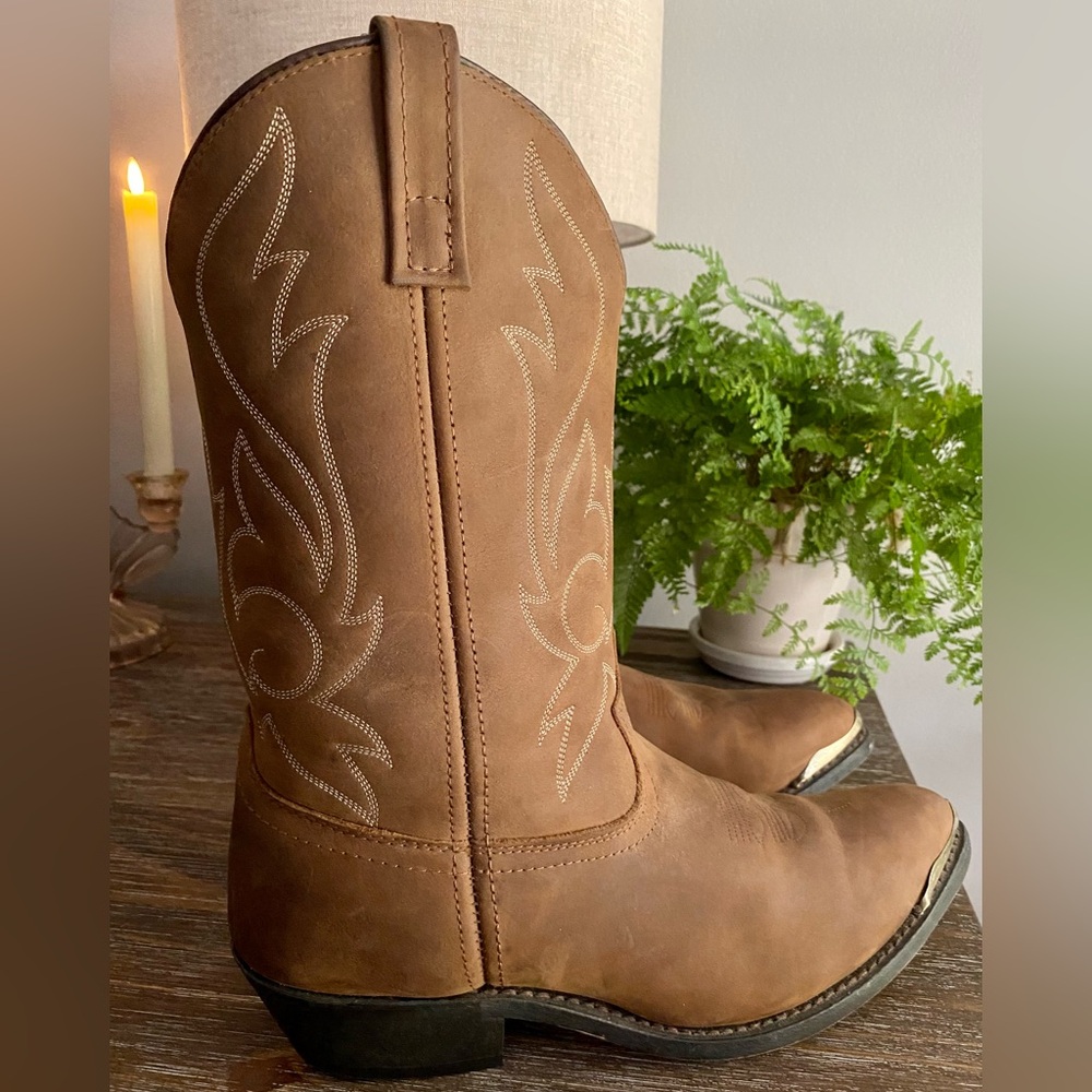 Masterson Men’s Brown Distressed Leather R Toe Western Cowboy Boots Size 11 D